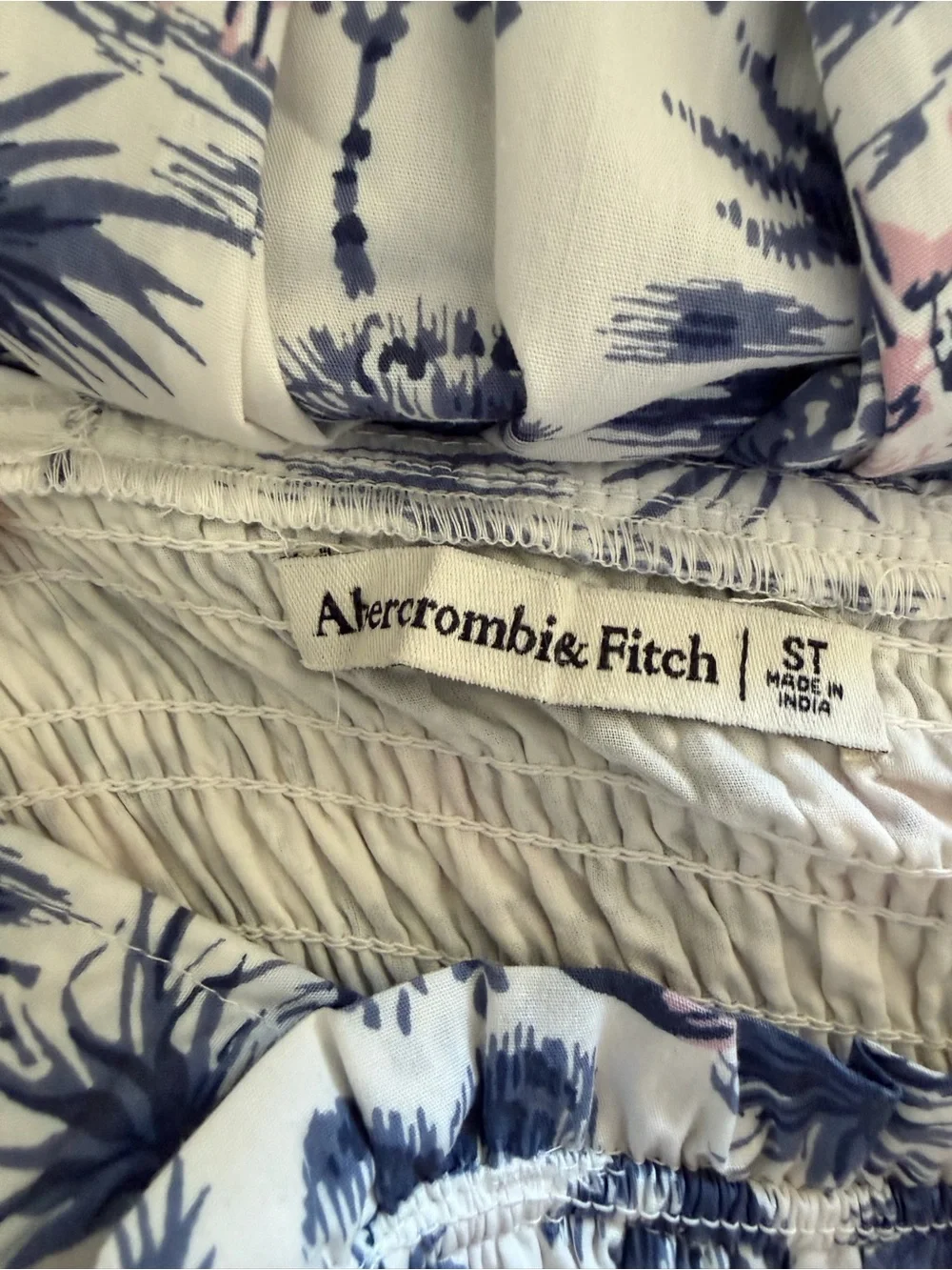Abercrombie & Fitch White Maxi Dress with Navy and Light Pink Floral Print